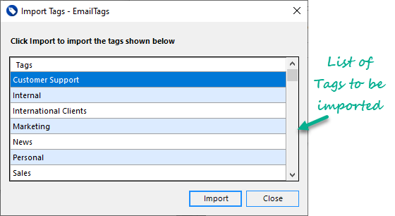 Import Tags Screen